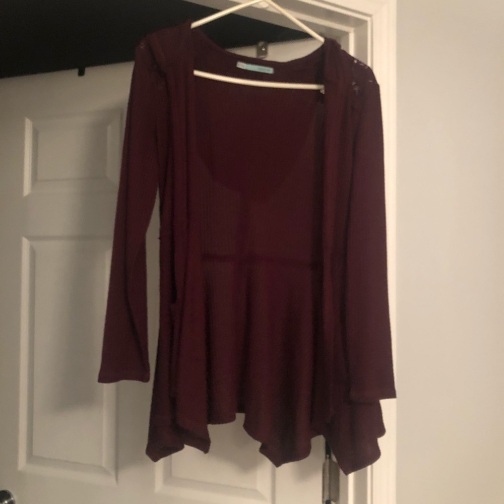 Long sleeve jacket top with hood.